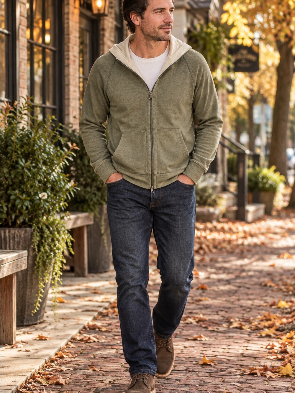 Banana Republic Men’s Small Olive Green Full Zip Hoodie Jacket